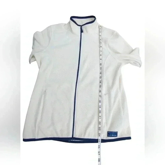 L.L.Bean Women's Fleece Full-Zip-Up Long-Sleeve Jacket Cream/Blue Color Size Med - Picture 5 of 6